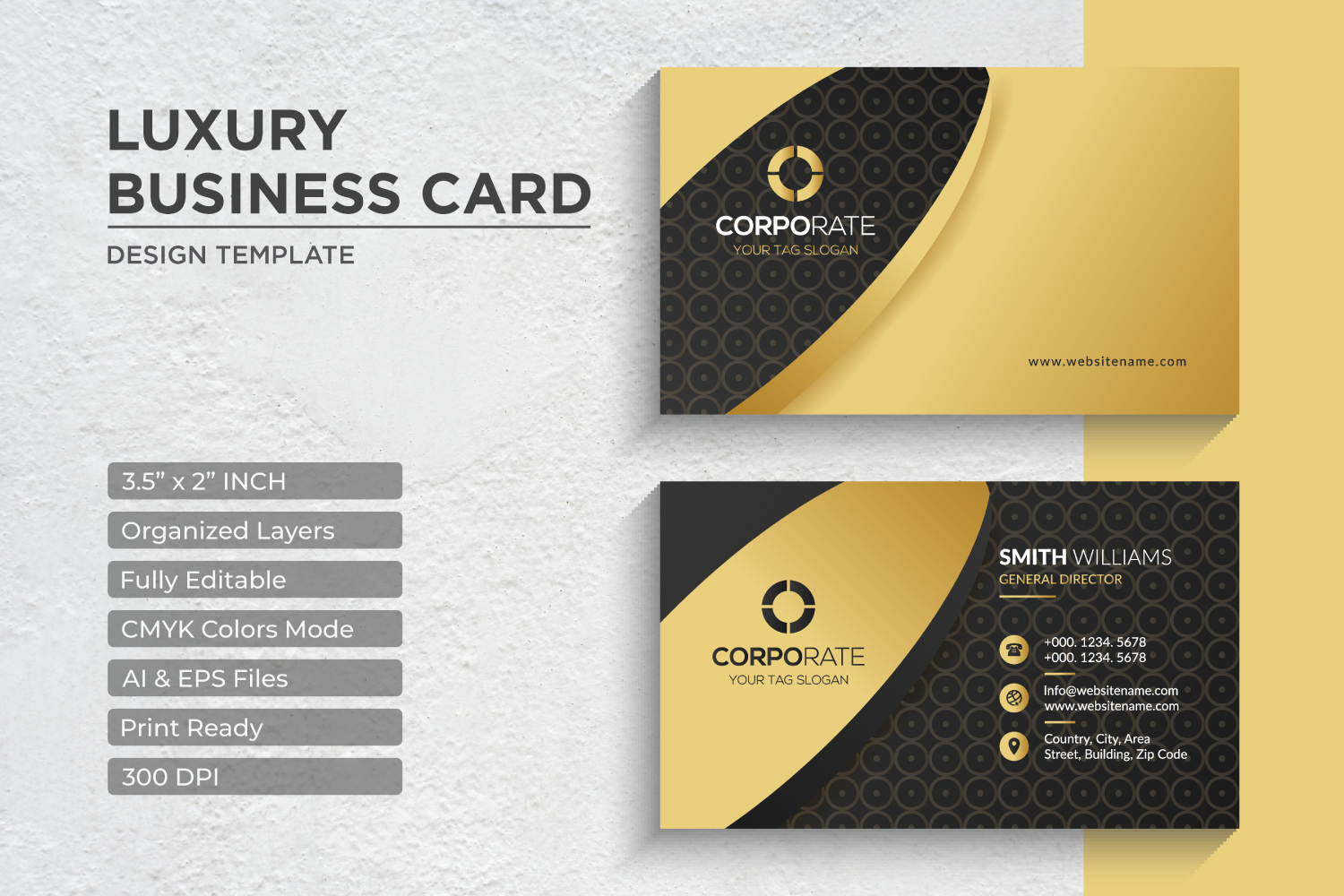 Luxury Golden Business Card Design - Corporate Identity Template V.058