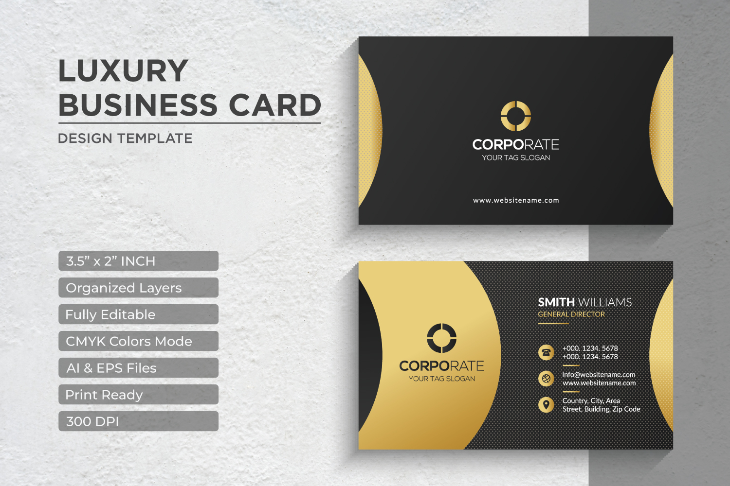 Luxury Golden Business Card Design - Corporate Identity Template V.059