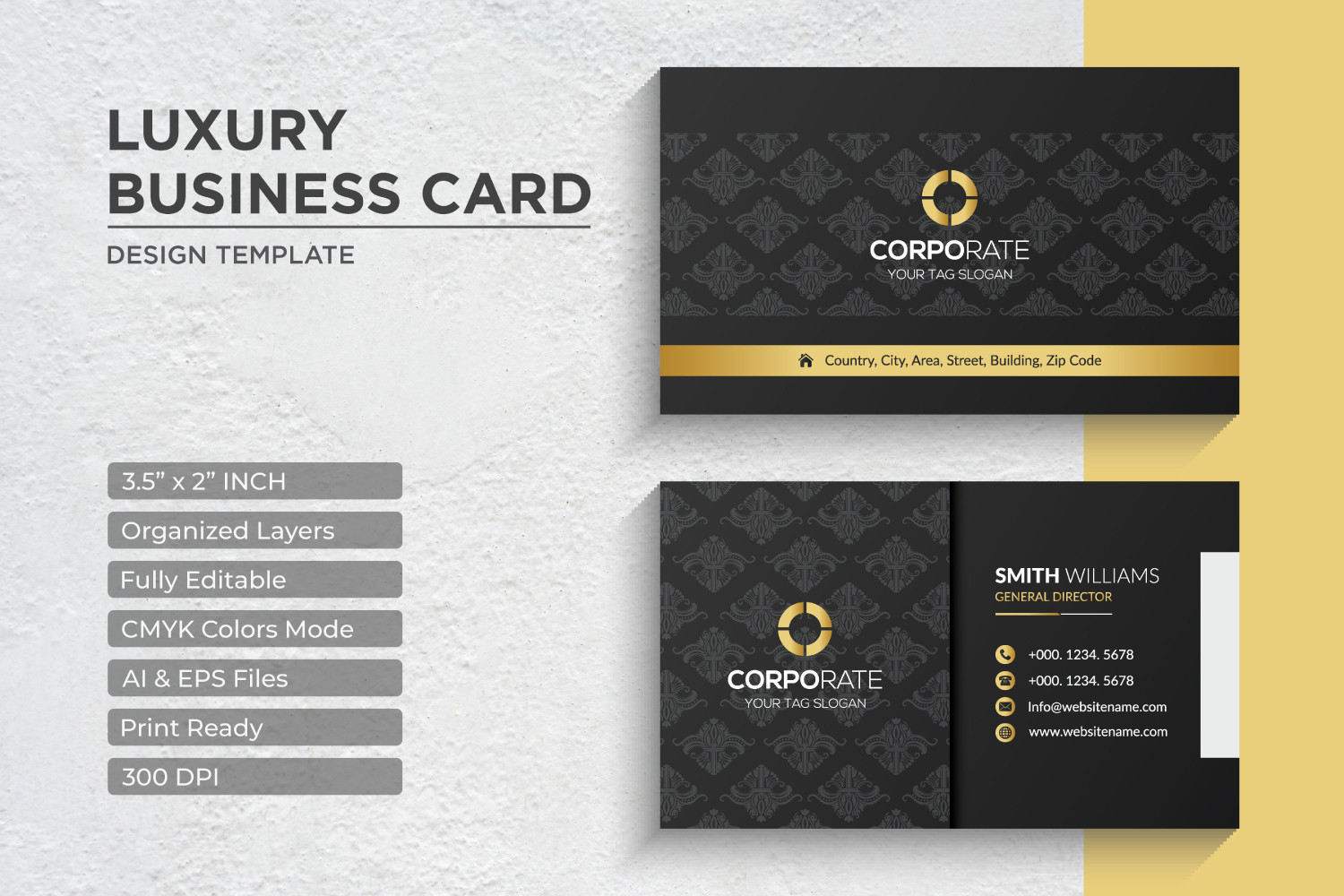 Luxury Golden Business Card Design - Corporate Identity Template V.060