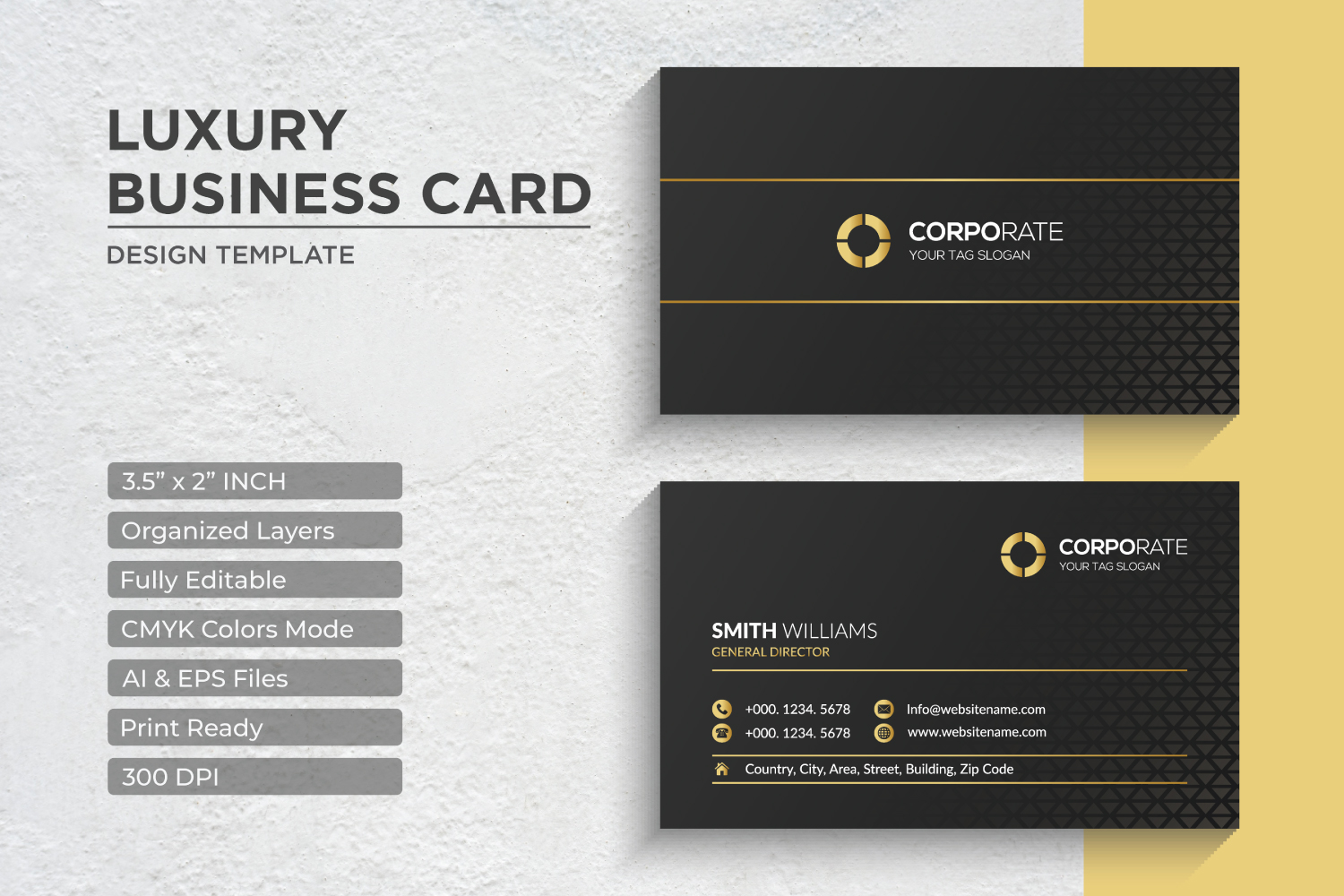 Luxury Golden Business Card Design - Corporate Identity Template V.062