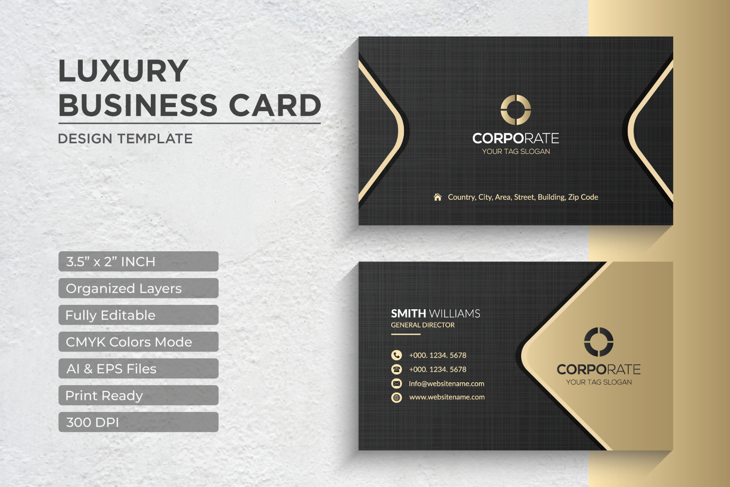 Luxury Golden Business Card Design - Corporate Identity Template V.064