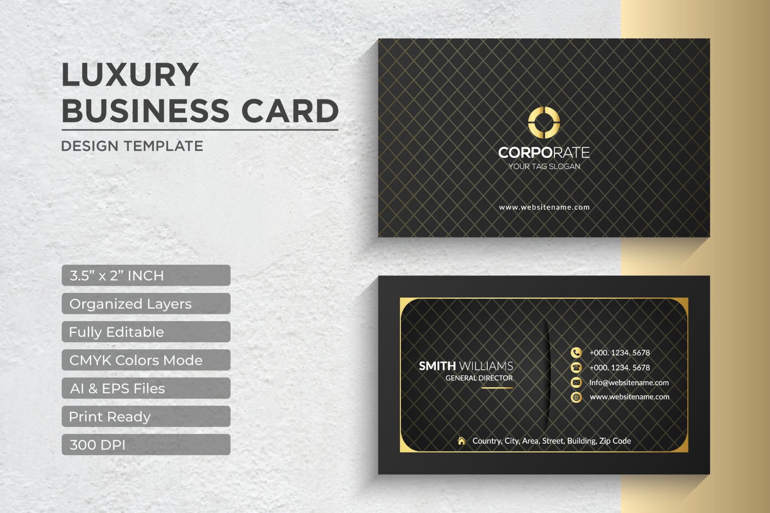 Luxury Golden Business Card Design - Corporate Identity Template V.056