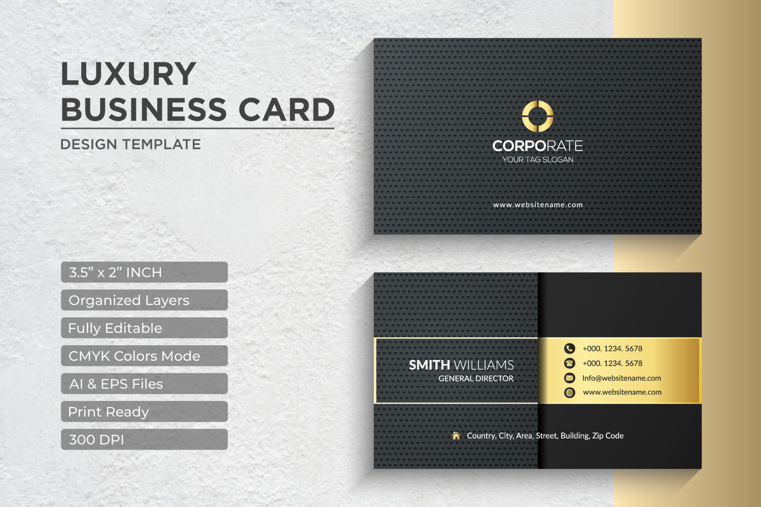 Luxury Golden Business Card Design - Corporate Identity Template V.055