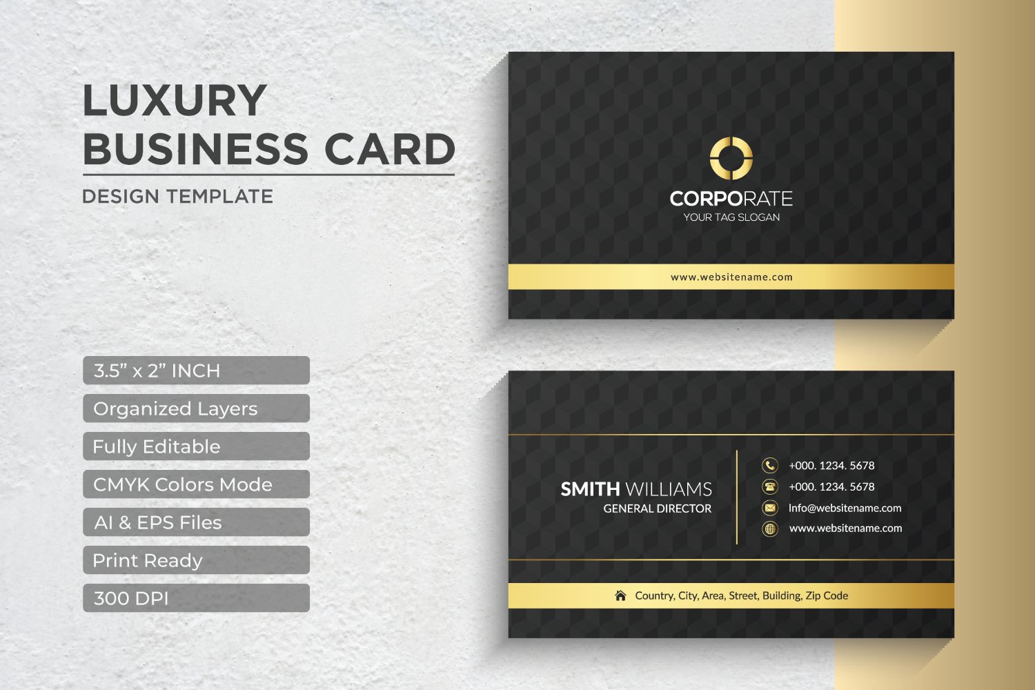 Luxury Golden Business Card Design - Corporate Identity Template V.054