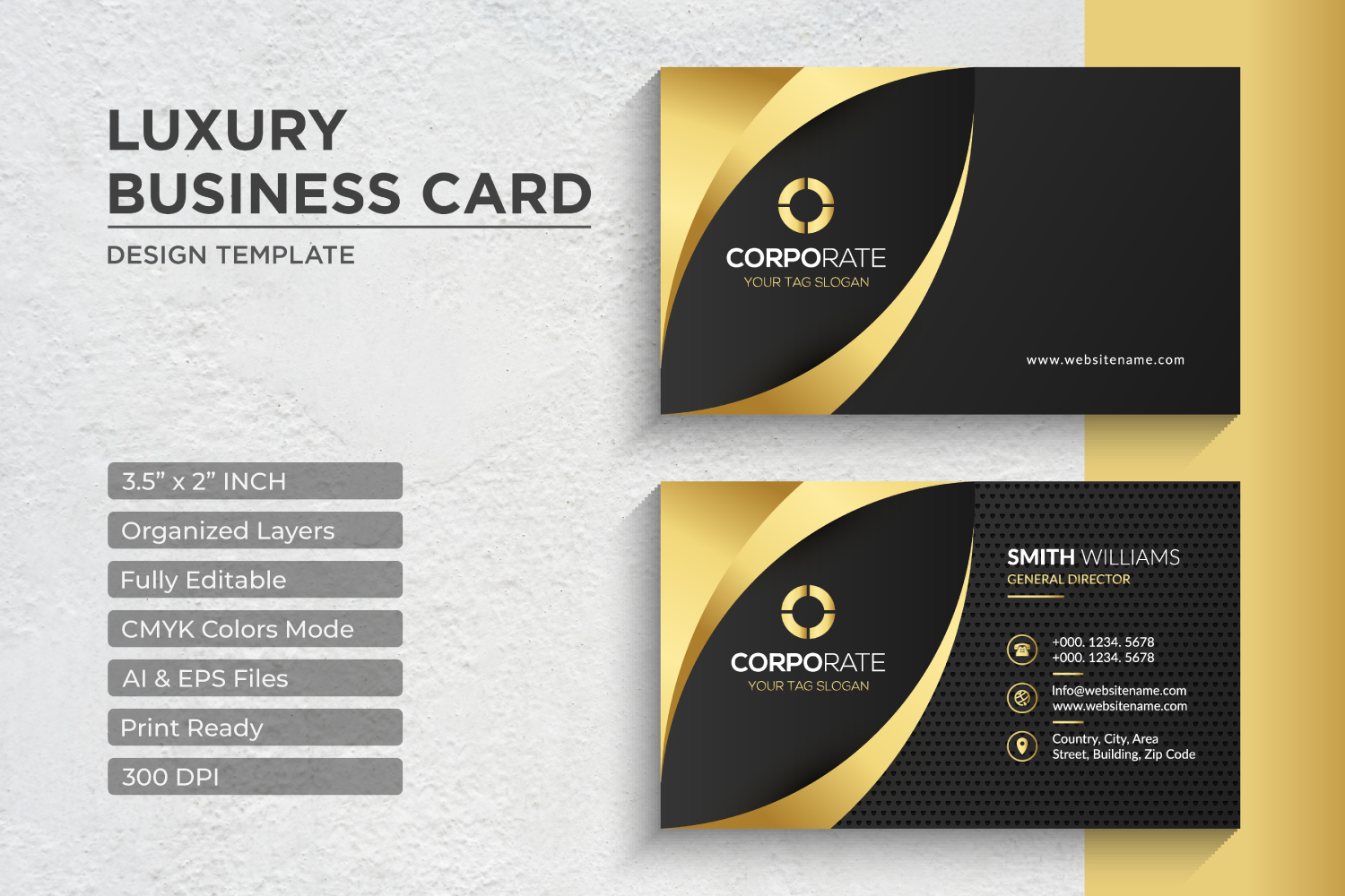 Luxury Golden Business Card Design - Corporate Identity Template V.053