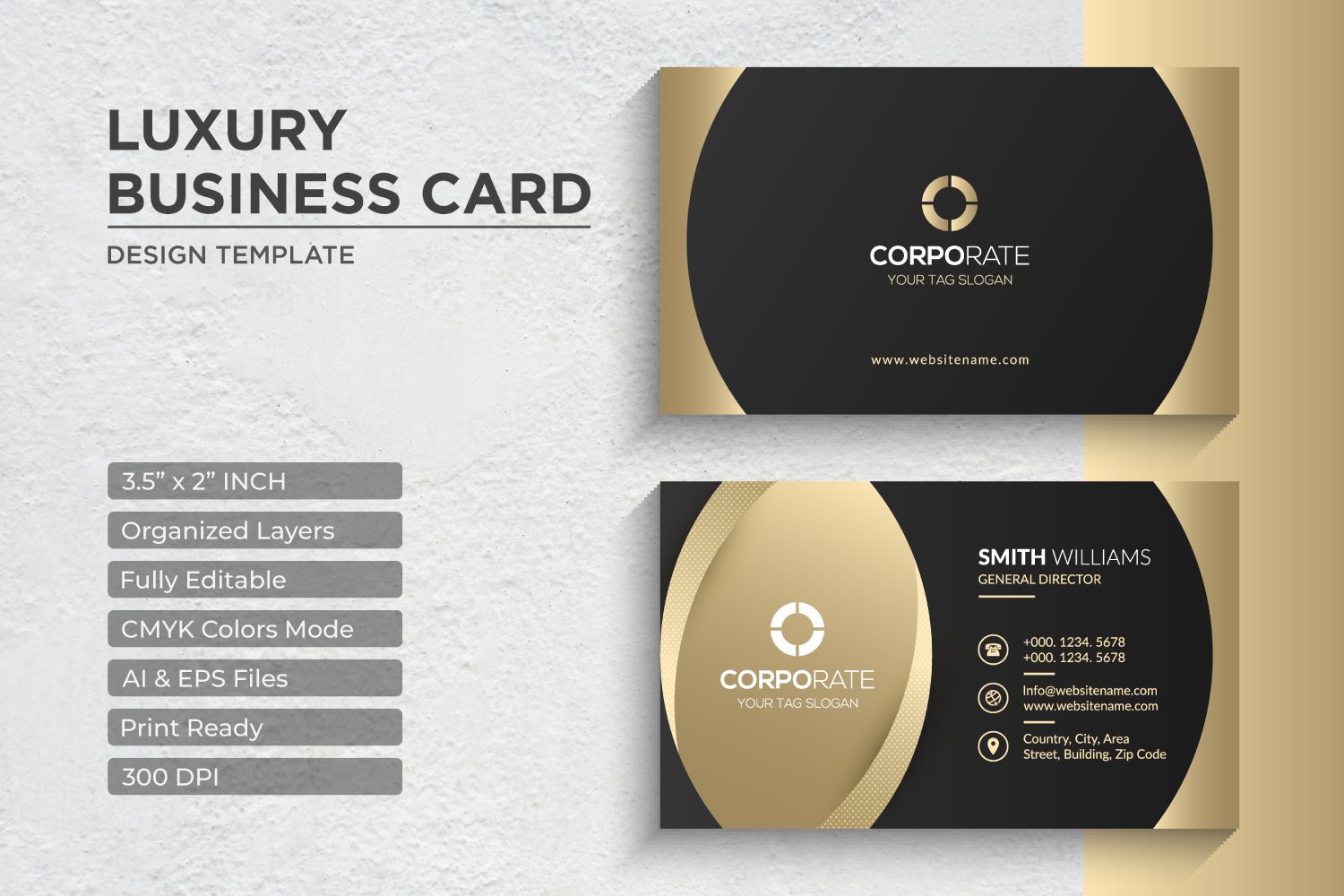 Luxury Golden Business Card Design - Corporate Identity Template V.052