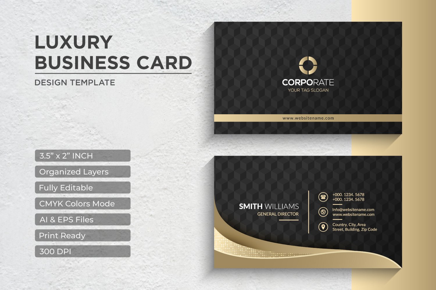 Luxury Golden Business Card Design - Corporate Identity Template V.049