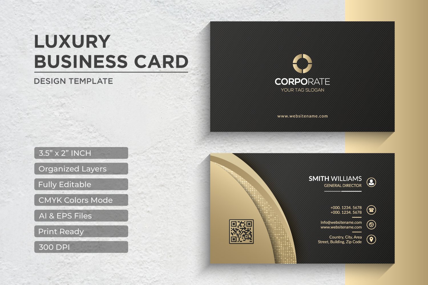 Luxury Golden Business Card Design - Corporate Identity Template V.047