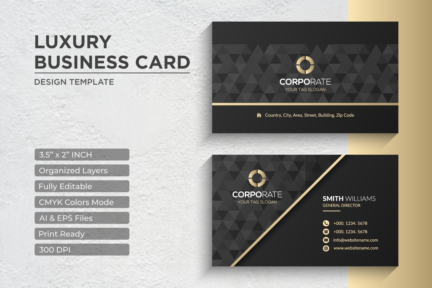 Luxury Golden Business Card Design - Corporate Identity Template V.035