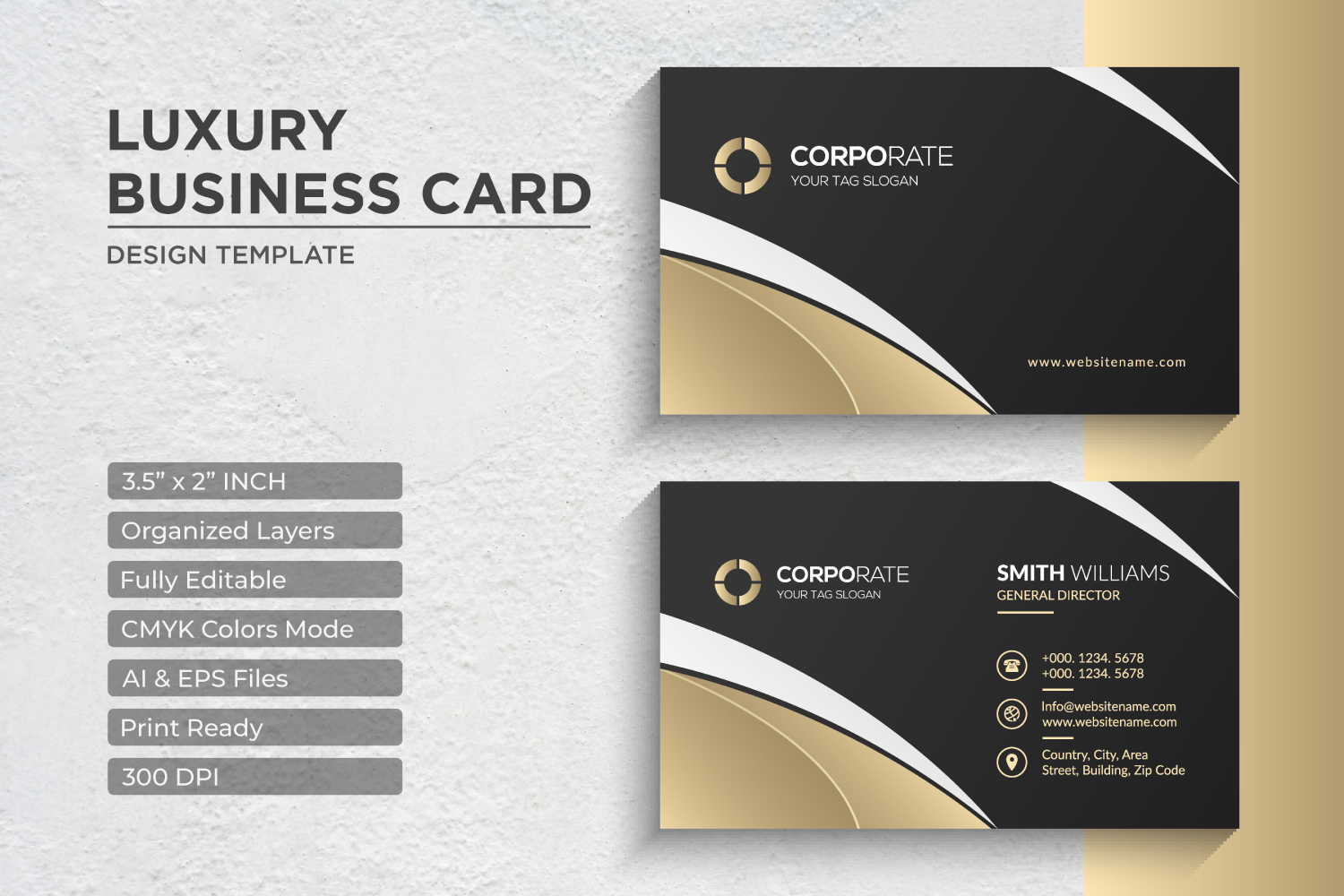 Luxury Golden Business Card Design - Corporate Identity Template V.037