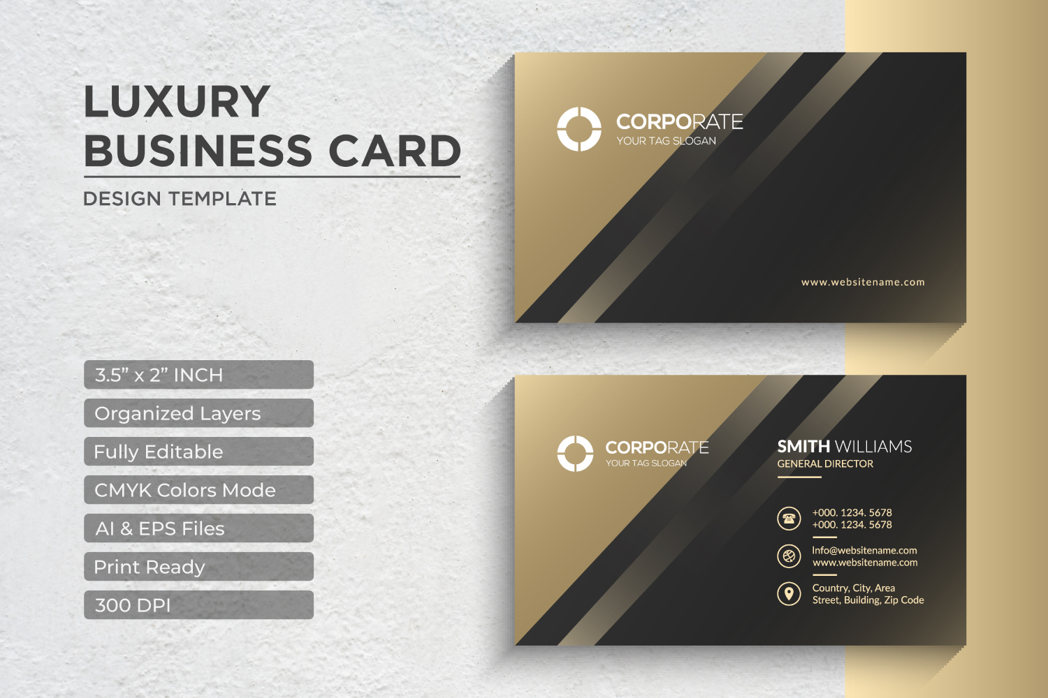 Luxury Golden Business Card Design - Corporate Identity Template V.038