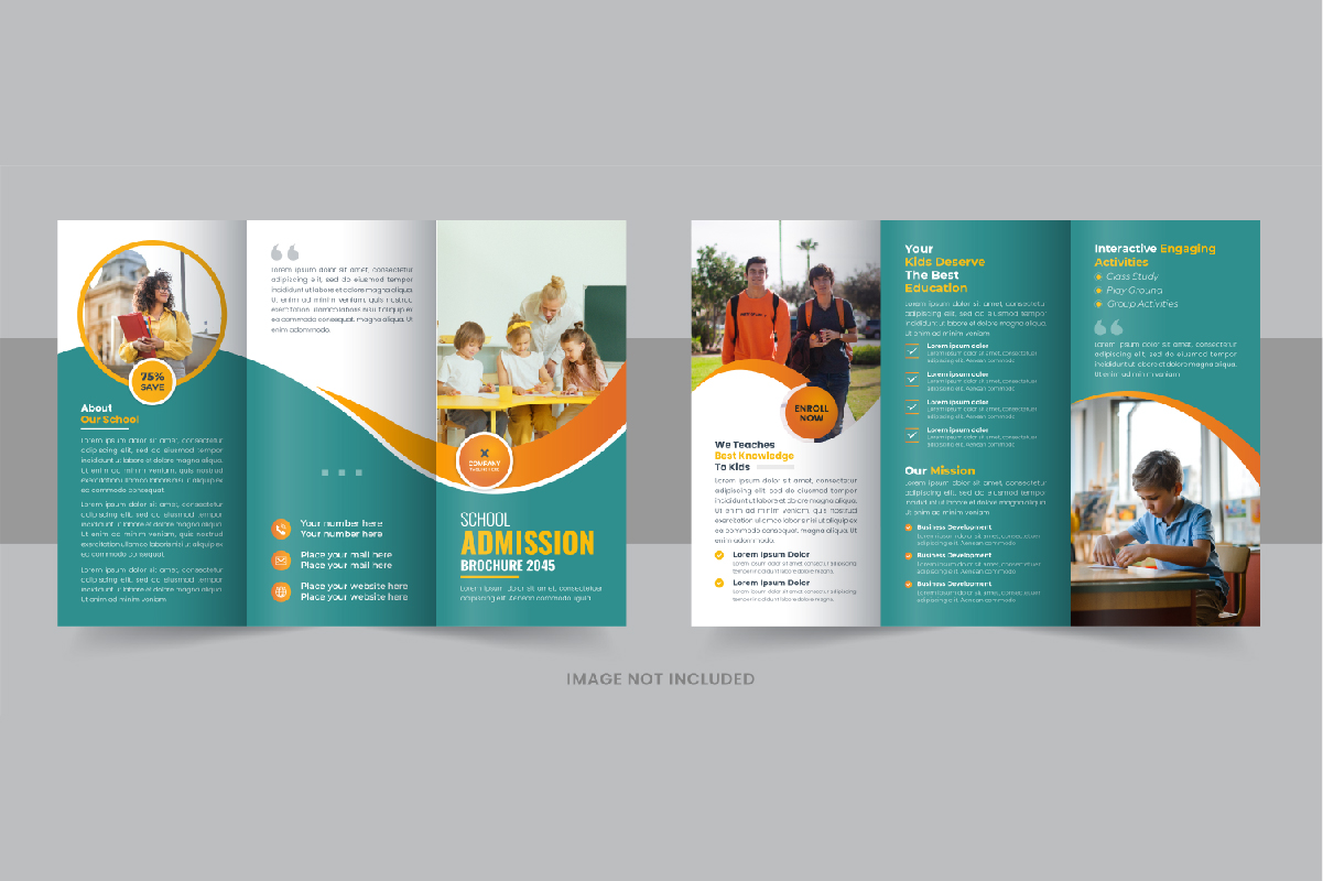 back to school admission or Education trifold brochure