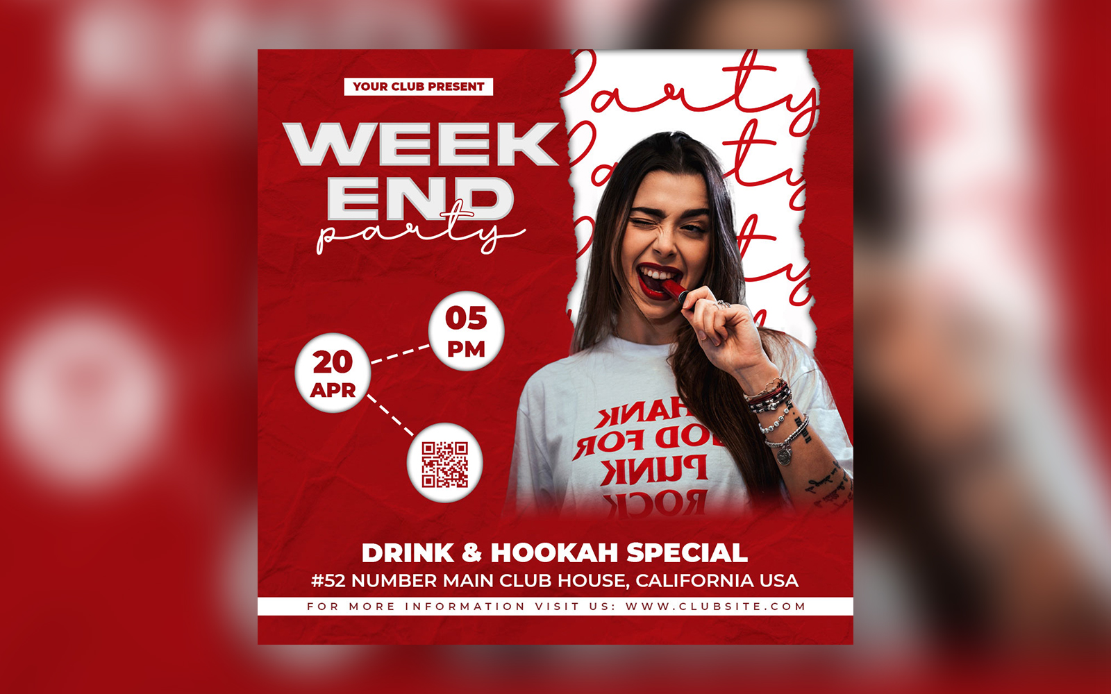Week End Night Club Party Social Media Banner Post Template