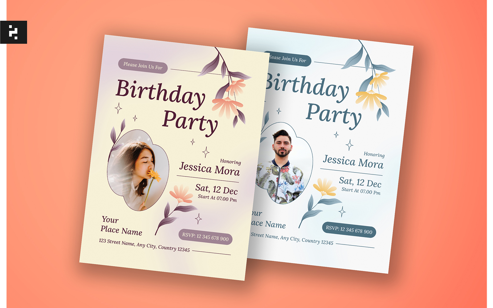 Creative Floral Birthday Invitation