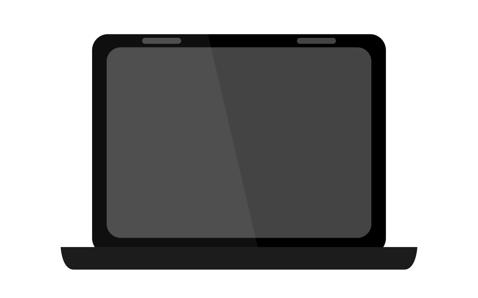 Laptop illustrated and colored in vector on a white background