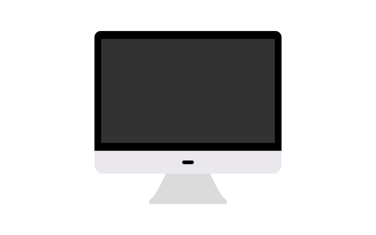 Computer with monitor illustrated and colored in vector on a  background