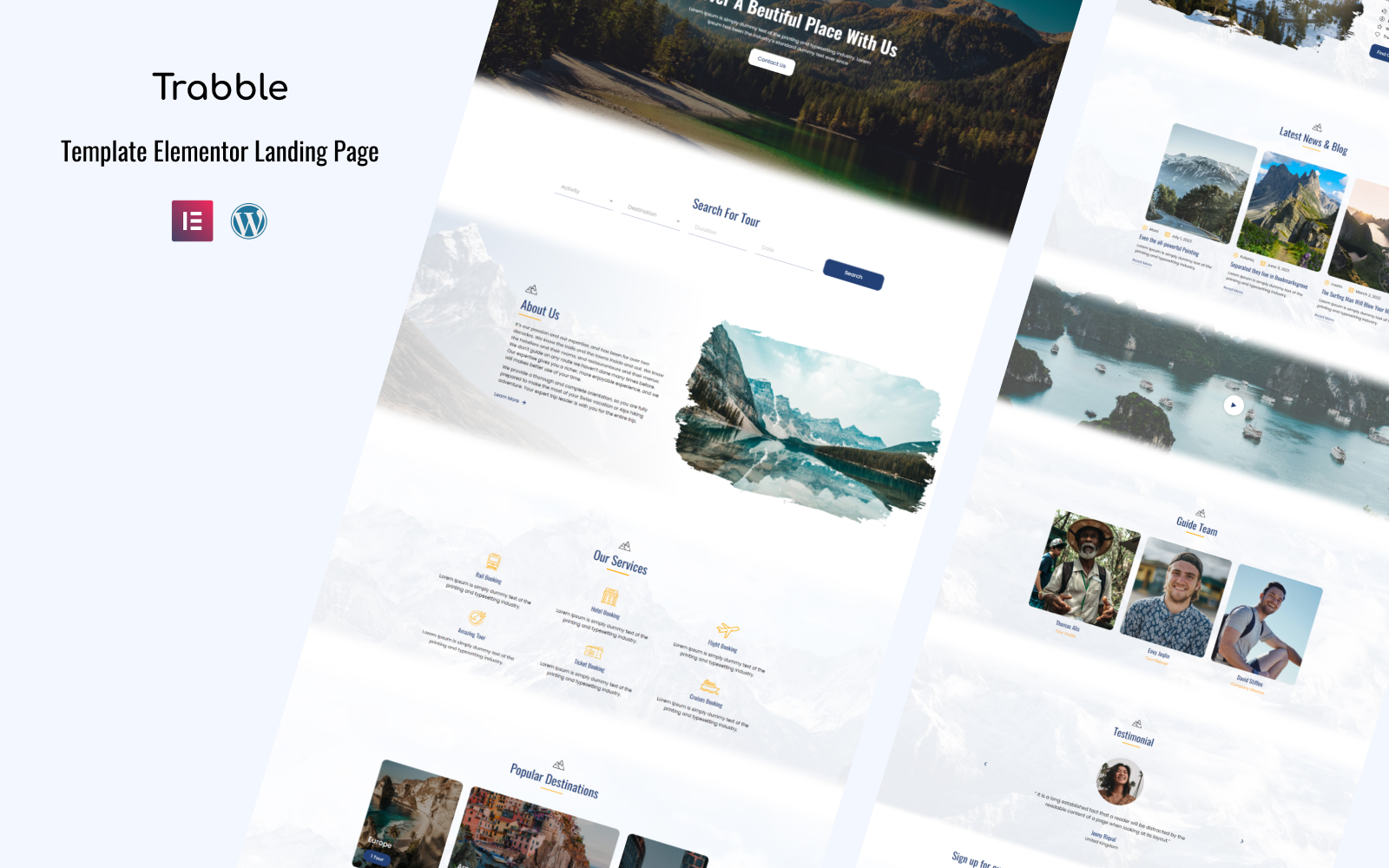 Trabble - Tour and Travels Elementor Landing Page
