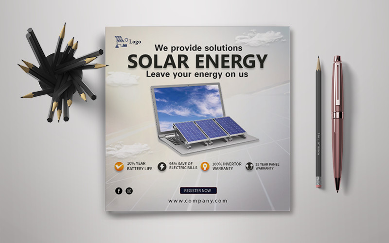 Renewable Solar Energy Square Flyer Template
