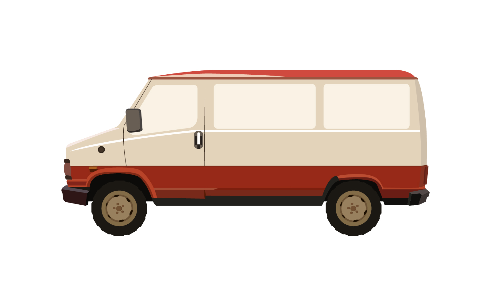 Van illustrated and colored on background in vector