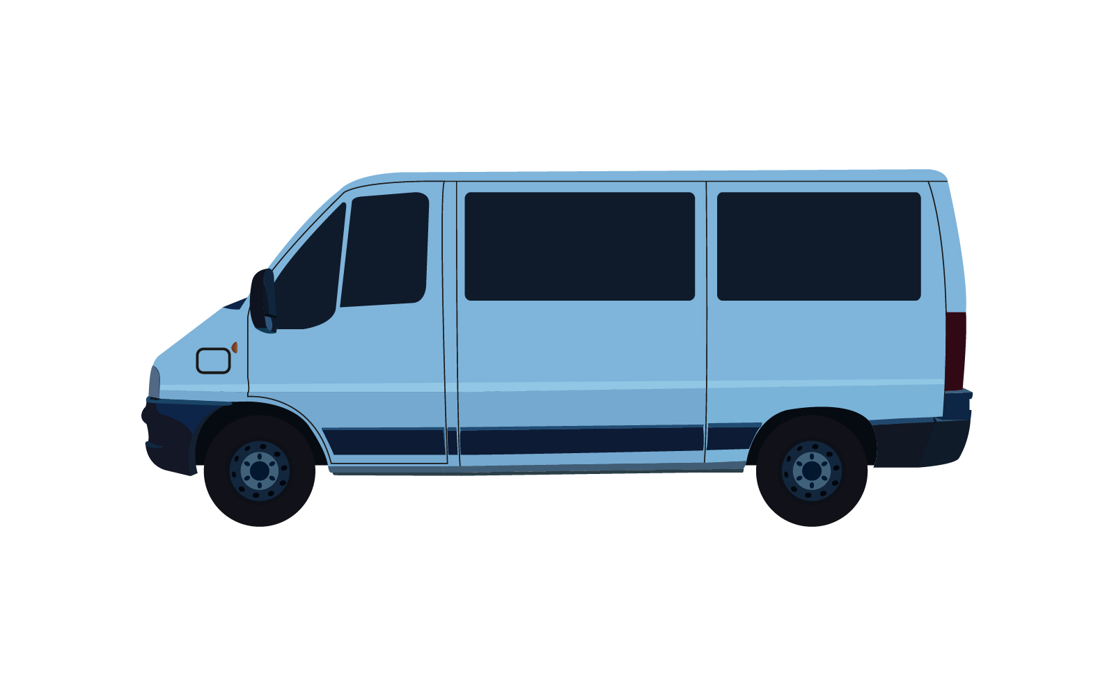 Van illustrated and colored on a white background in vector