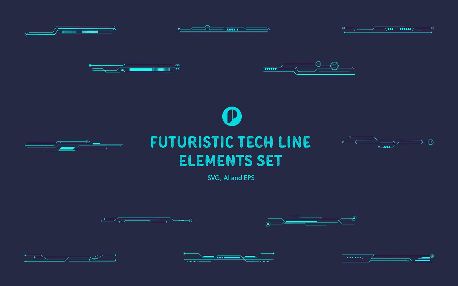 Futuristic Tech Line Elements Set