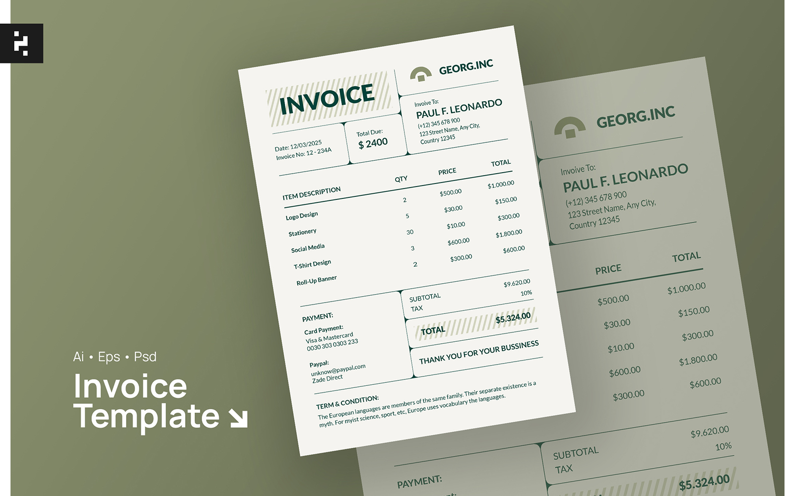 Minimal Earth Tone Invoice