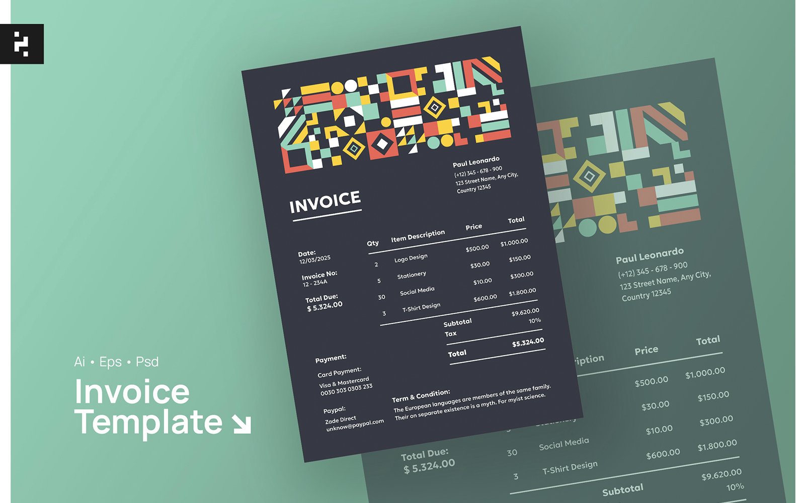 Creative Colorful Geometric Invoice