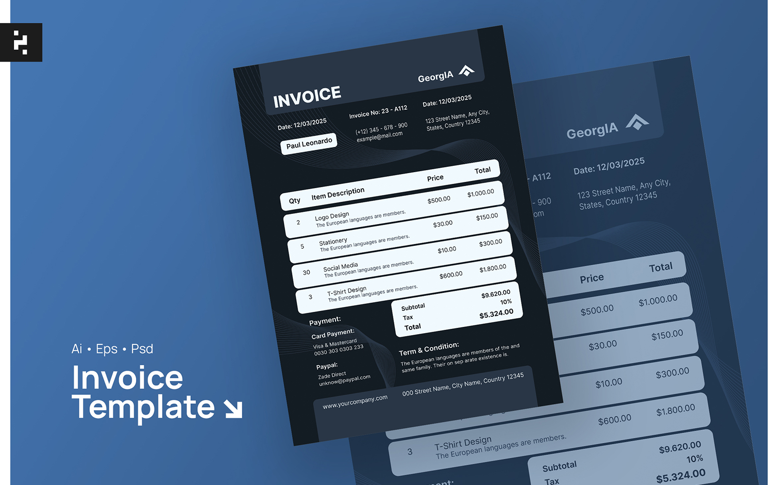 Simple Corporate Invoice Template