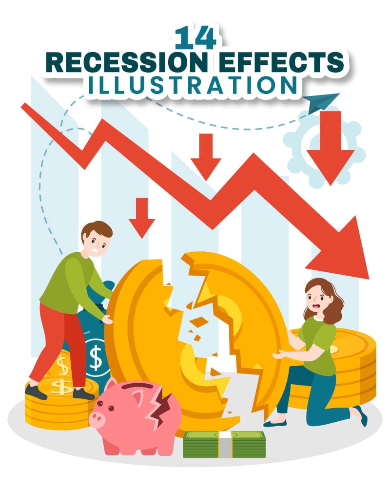 14 Recession Effects Vector Illustration