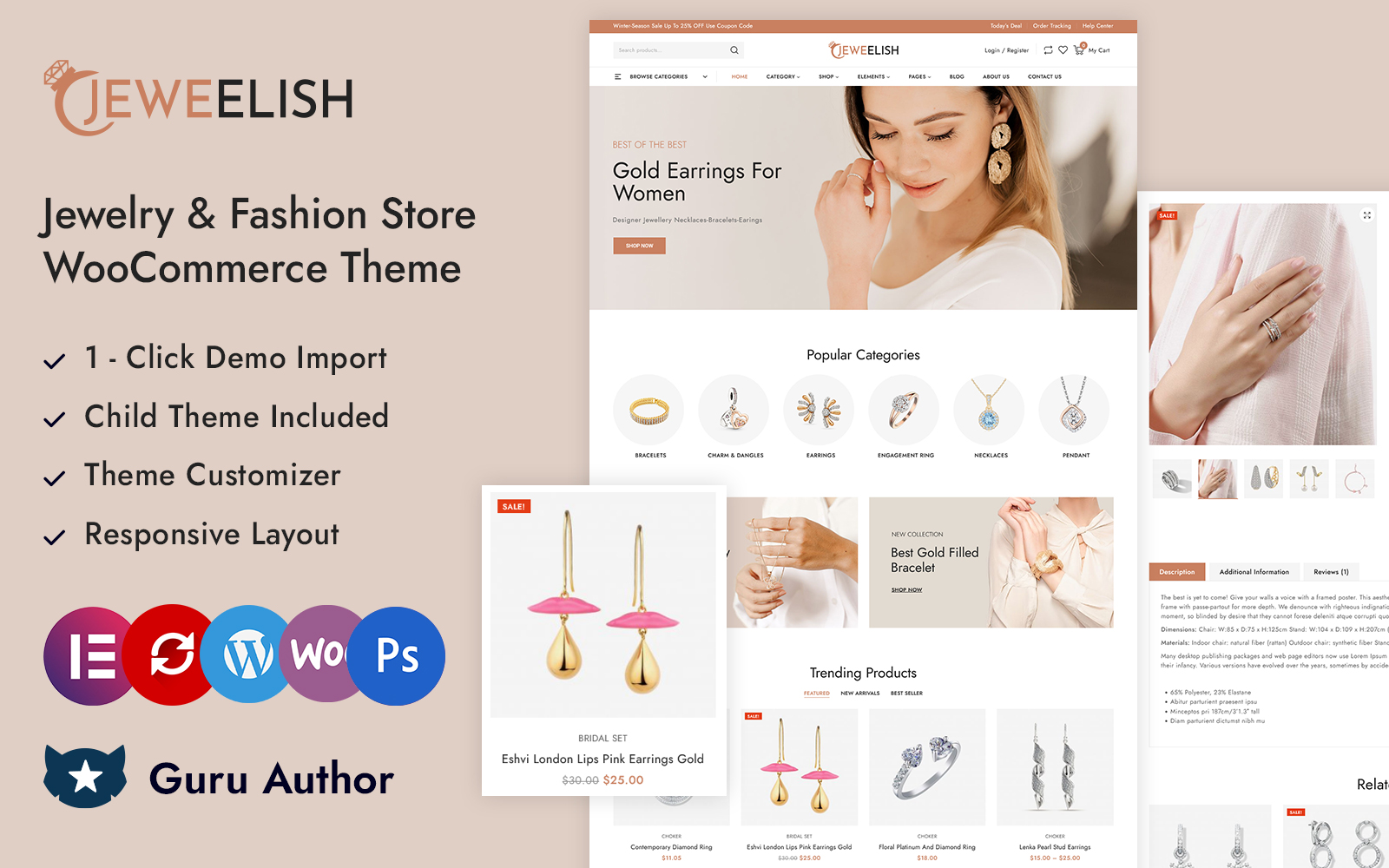 Jeweelish - Jewelry and Diamond Store Elementor WooCommerce Responsive Theme