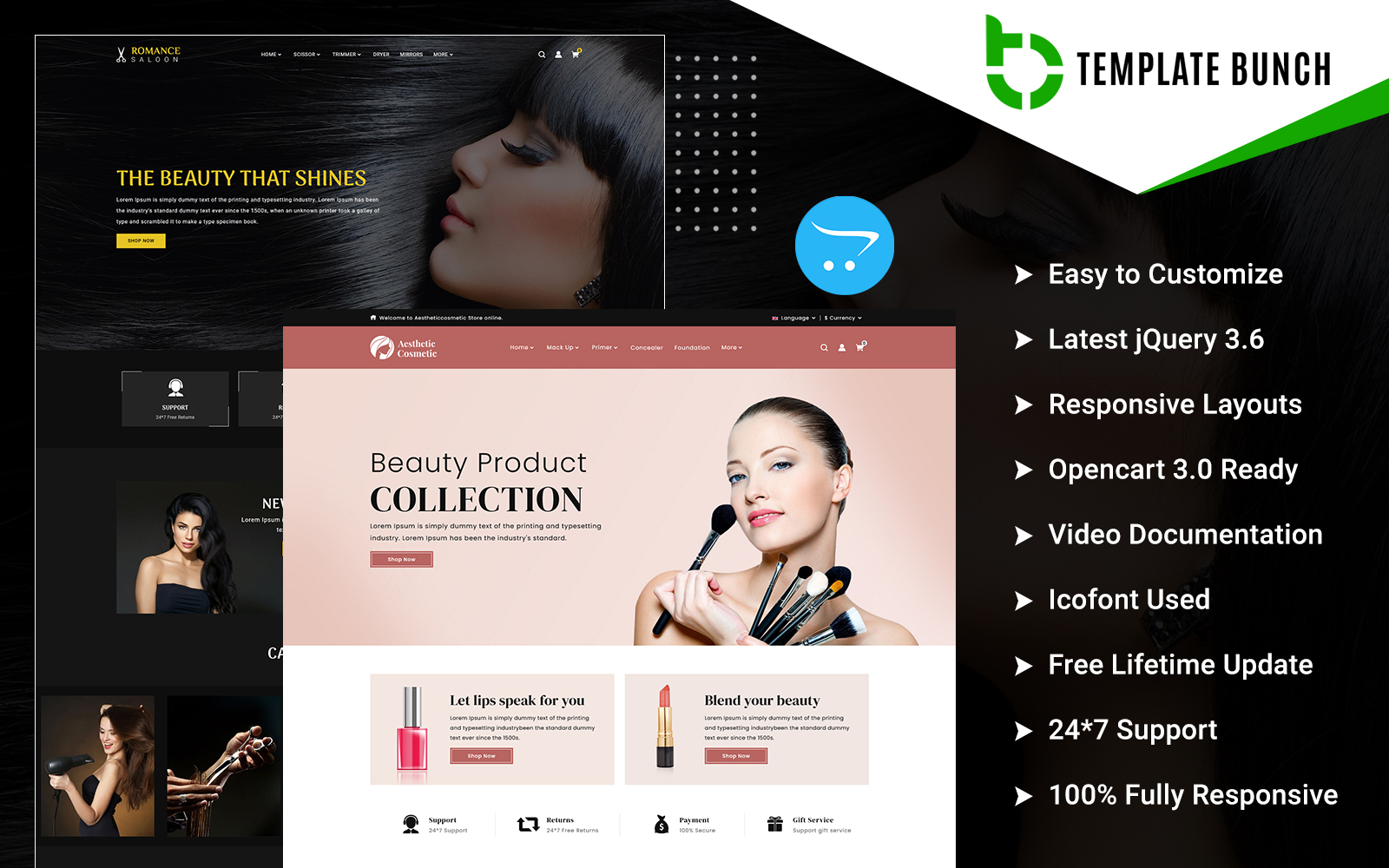 Aesthetic - Salon and Cosmetic - Responsive OpenCart Theme for eCommerce