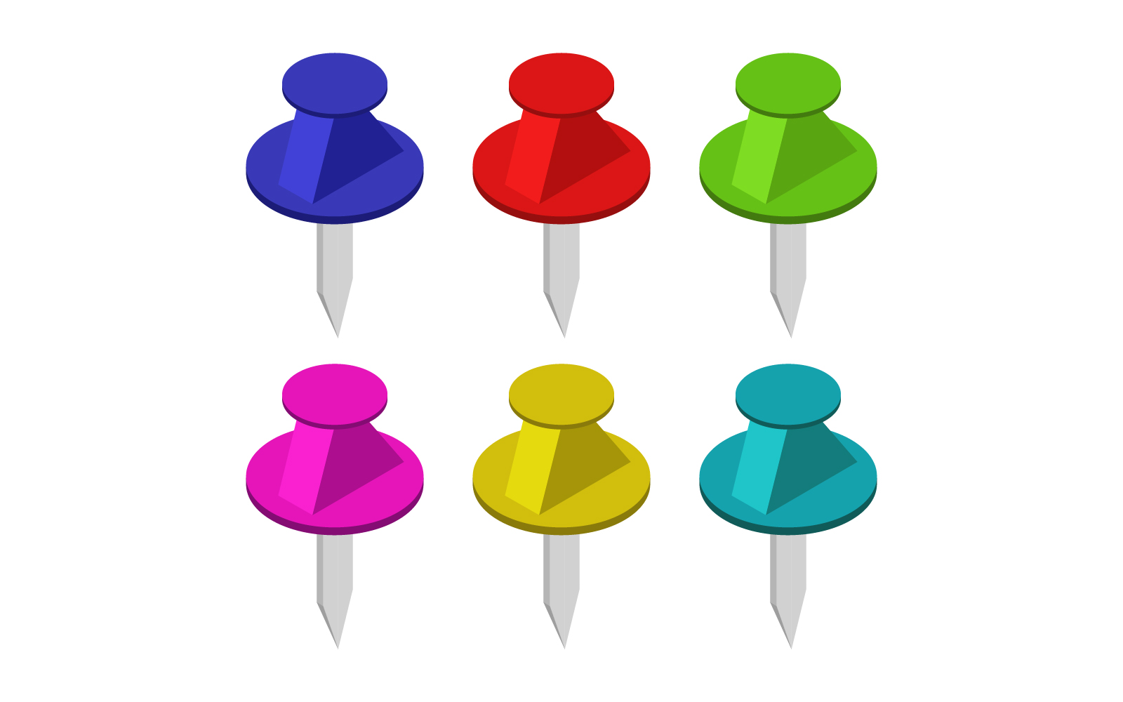 Isometric push pin on white background in vector