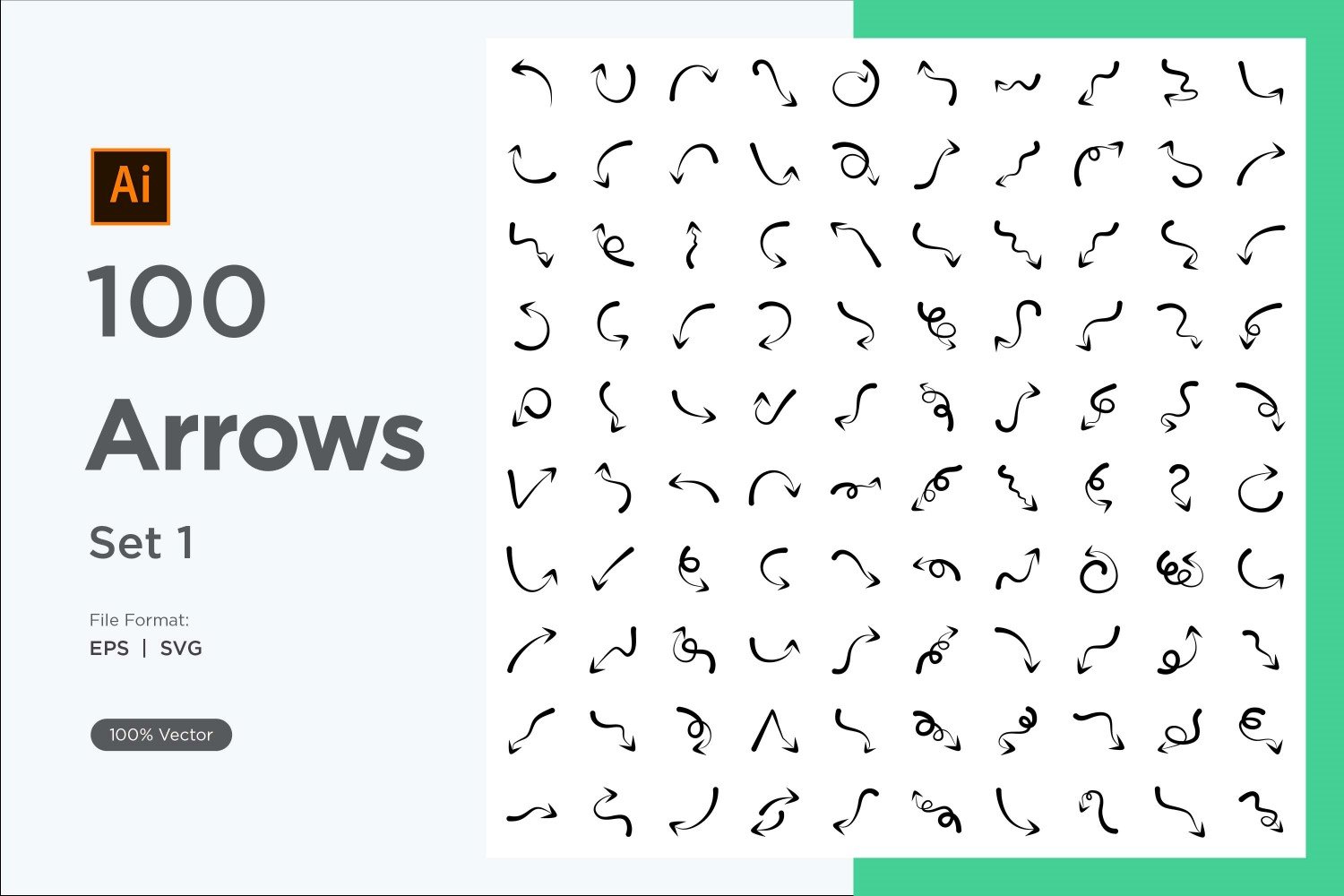 Hand Drawn Abstract Arrow Design 100 SET V 1