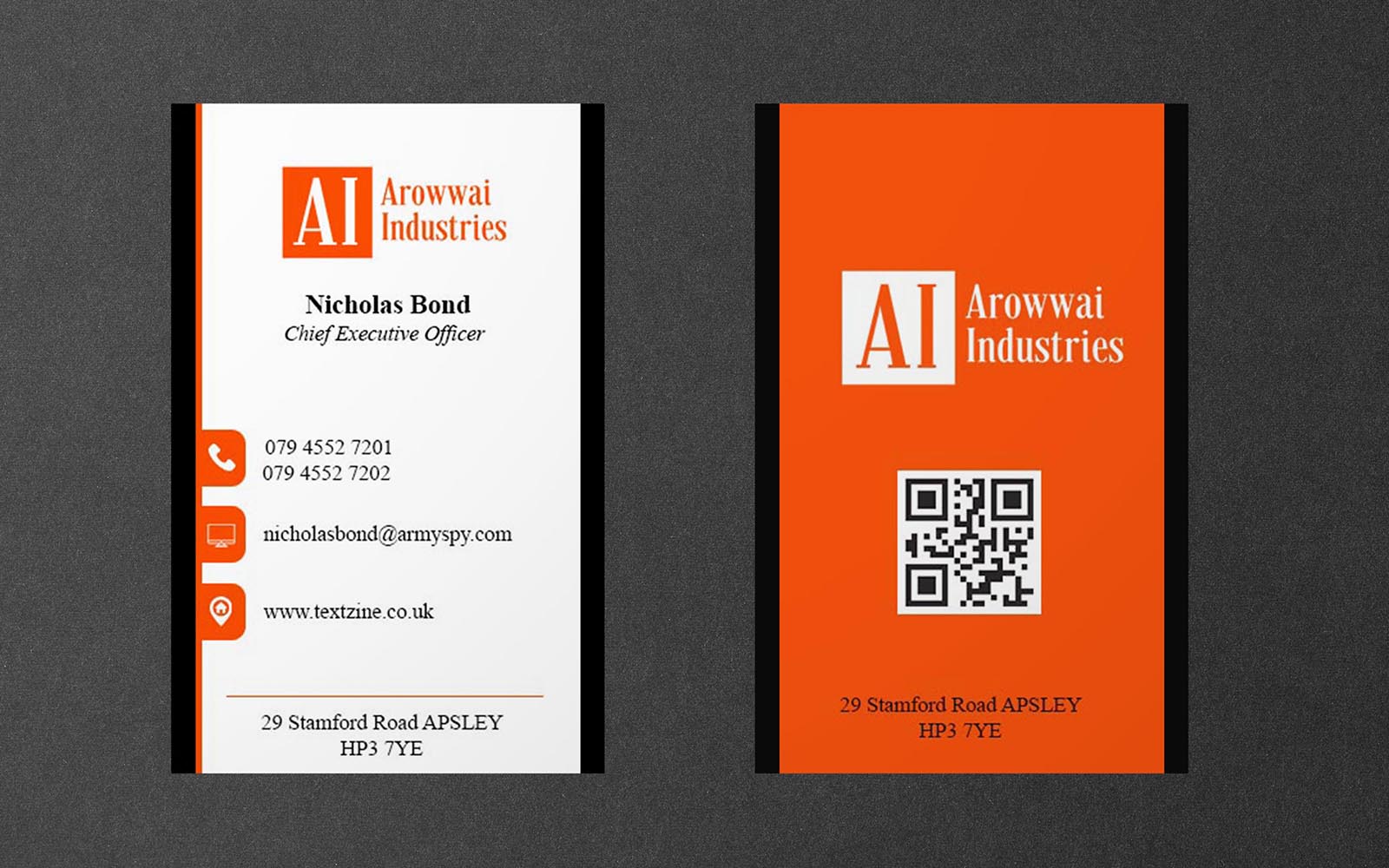 Vertical Creative Business Card - Orange Color