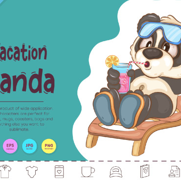 Panda Vacation Vectors Templates 342517