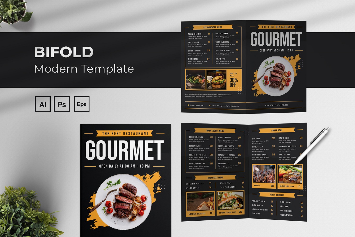 Gourmet Restaurant Bifold Brochure