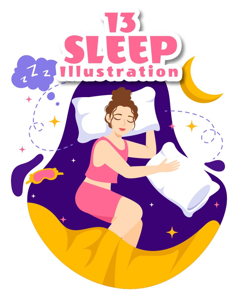 13 Sleep and Sweet Dreams Vector Illustration