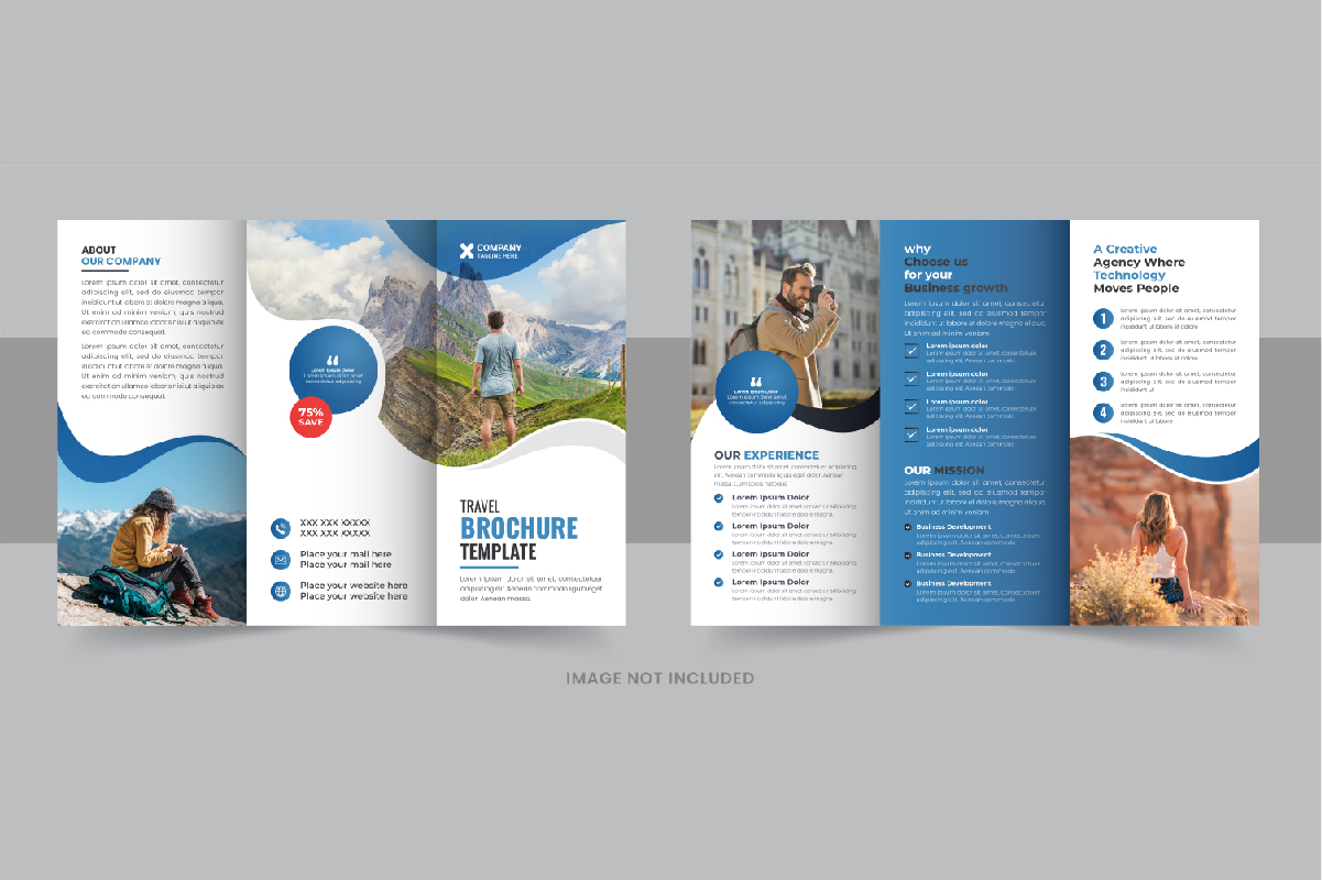 Tour and travel agency trifold brochure template design