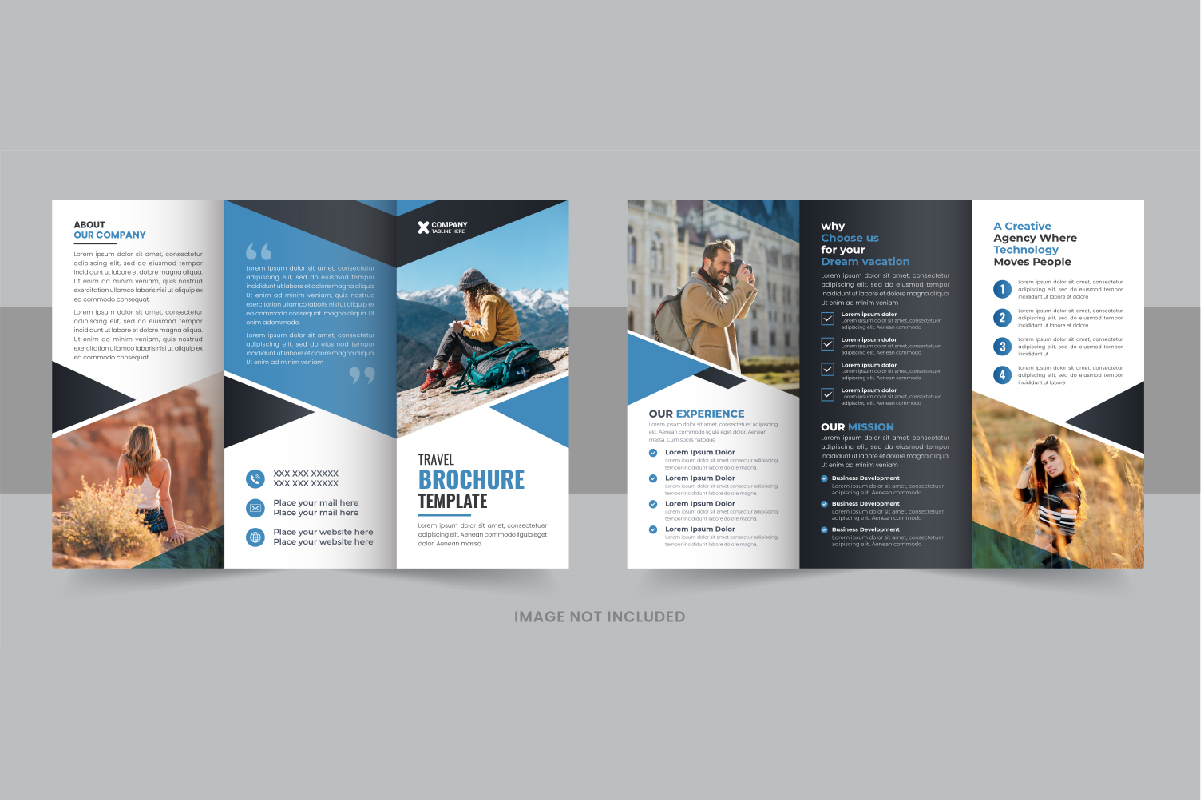Tour and travel agency trifold brochure template Layout