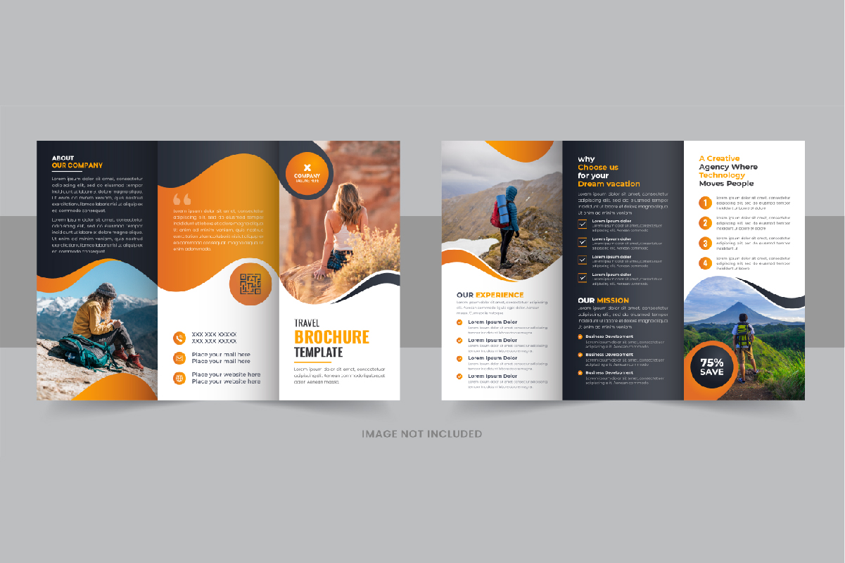 Tour and travel agency trifold brochure template design Layout
