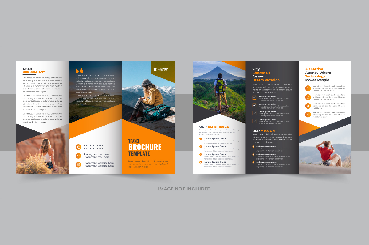 Tour and travel agency trifold brochure template design Layout vector
