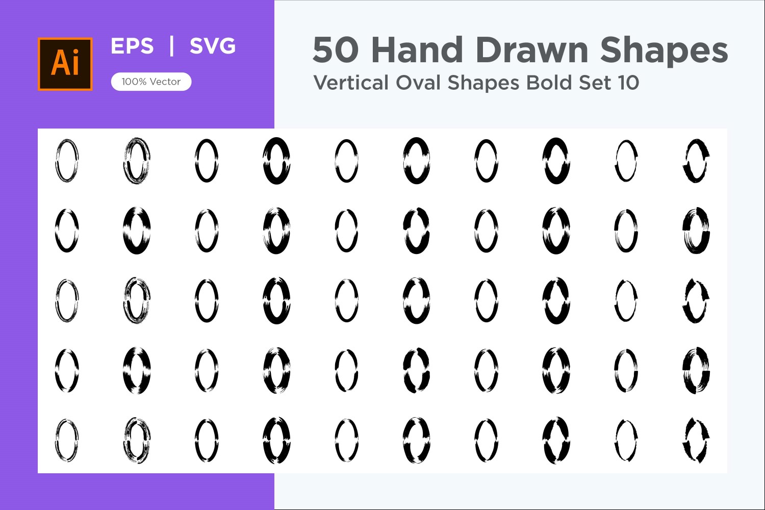 Vertical Oval Shape Bold 50_Set V 10