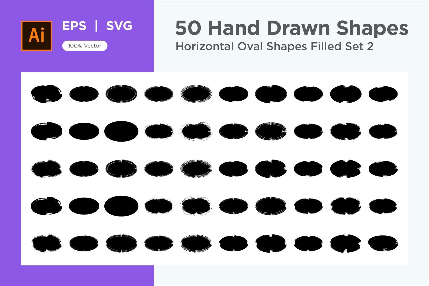 Horizontal Oval Shape Filled 50_Set V 2