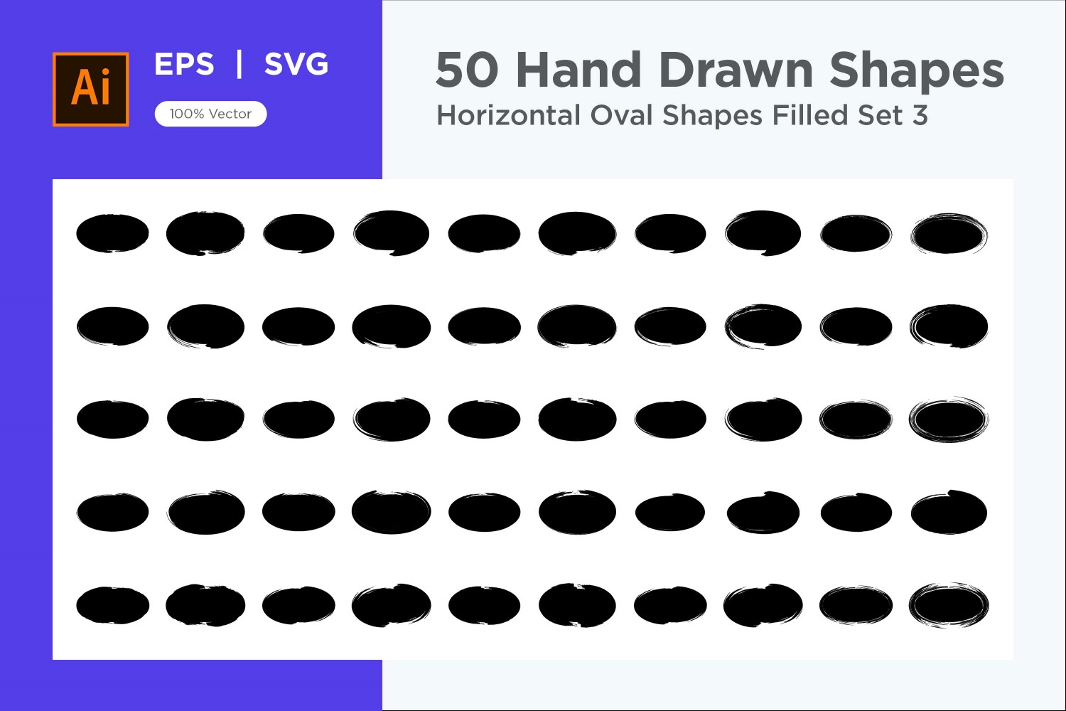 Horizontal Oval Shape Filled 50_Set V 3