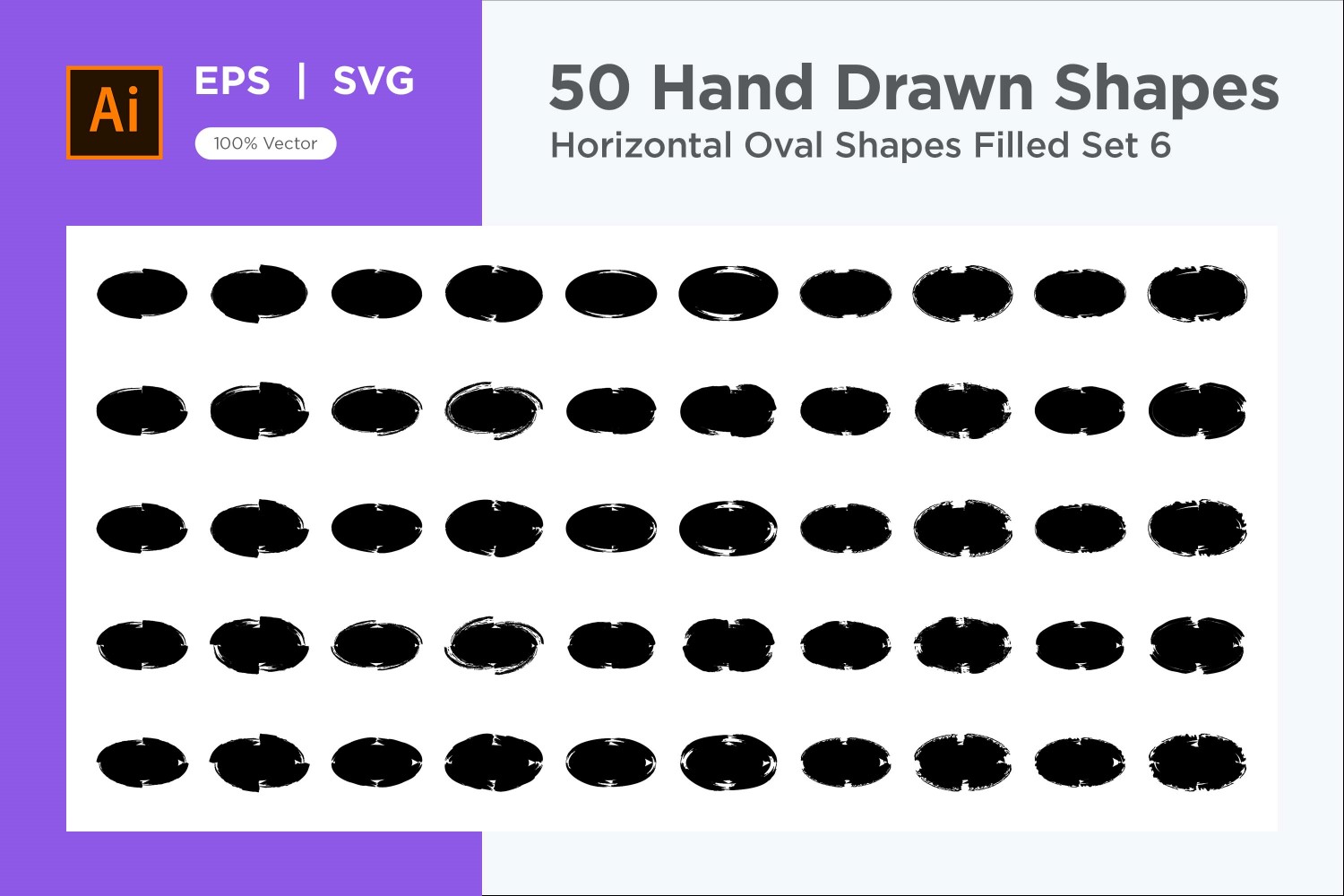 Horizontal Oval Shape Filled 50_Set V 6