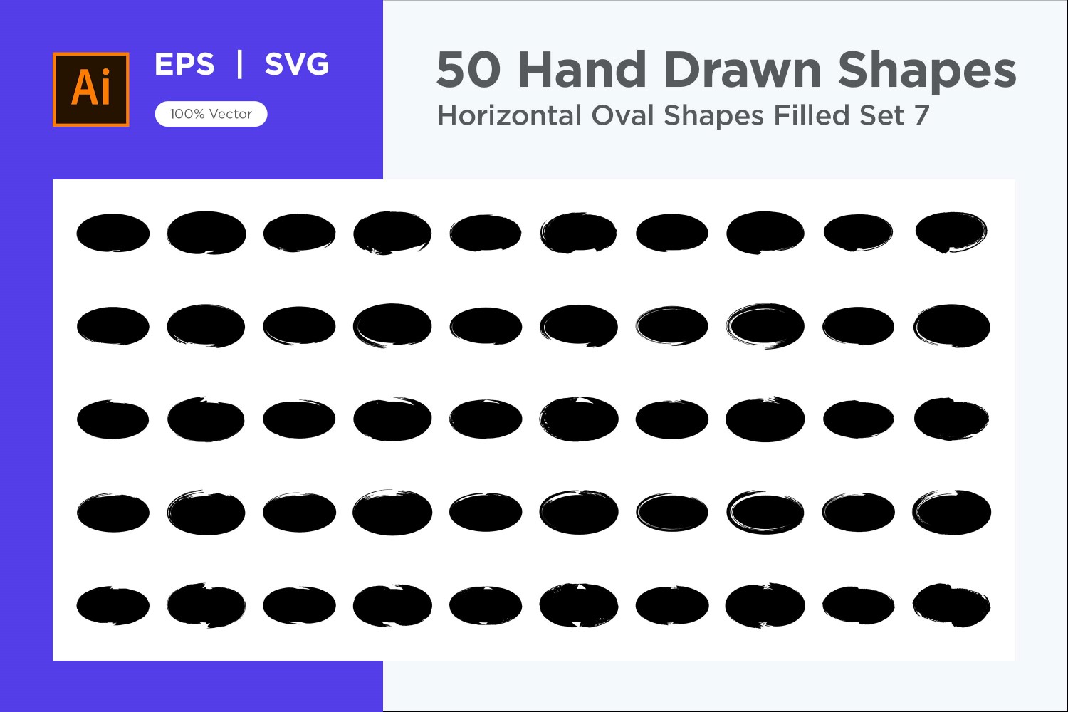 Horizontal Oval Shape Filled 50_Set V 7