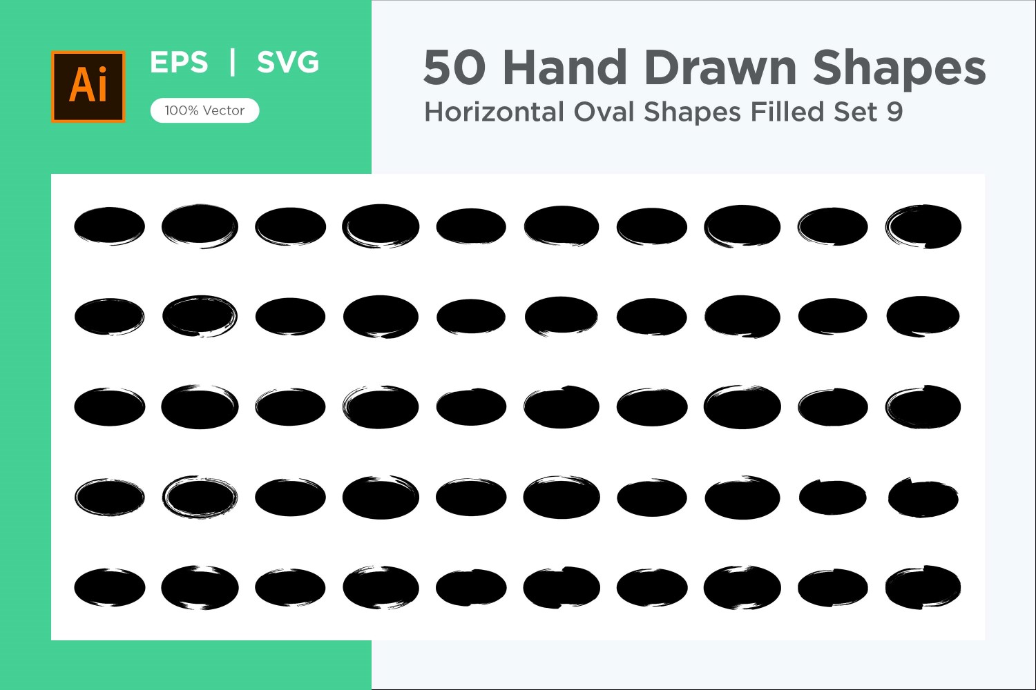 Horizontal Oval Shape Filled 50_Set V 9