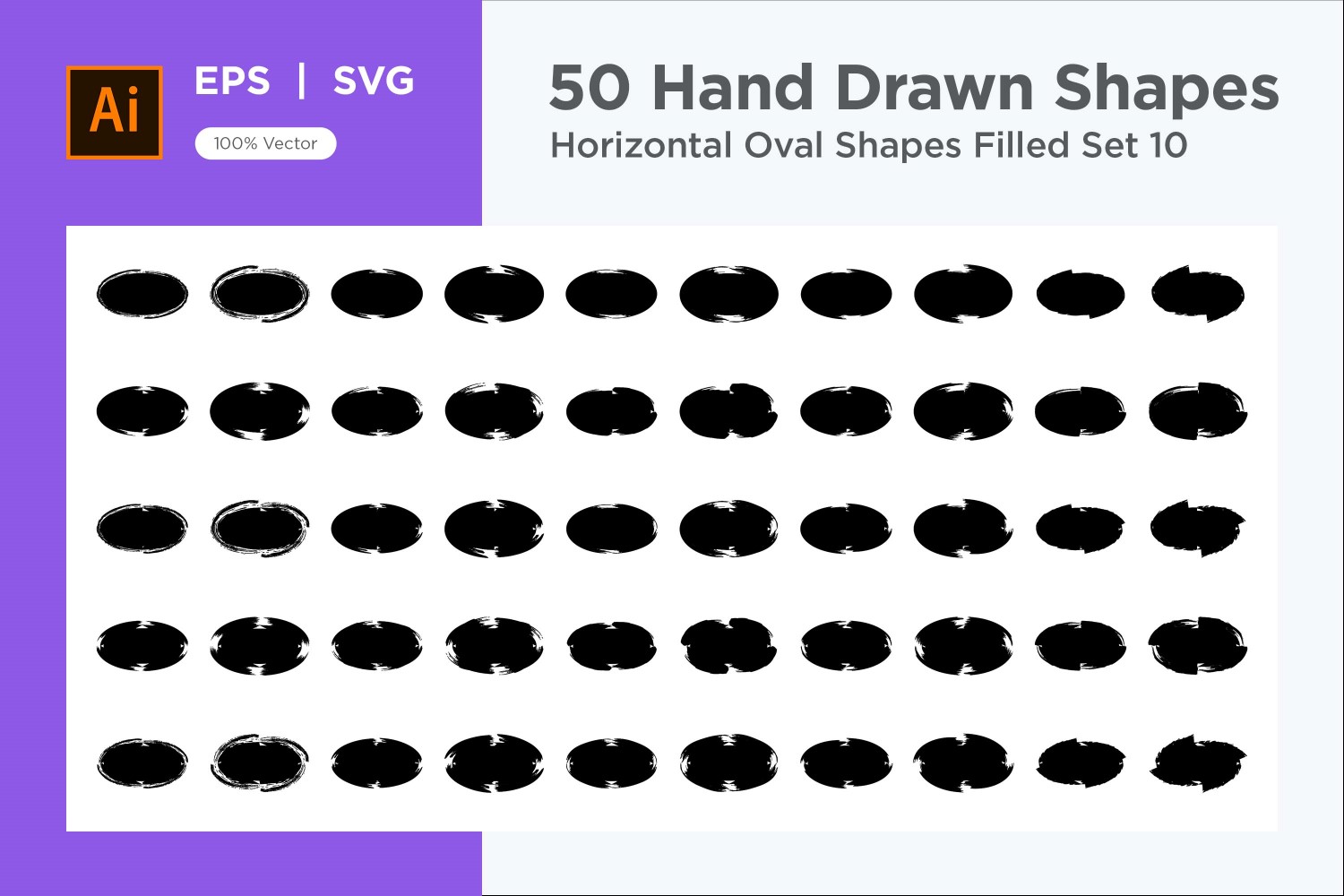 Horizontal Oval Shape Filled 50_Set V 10