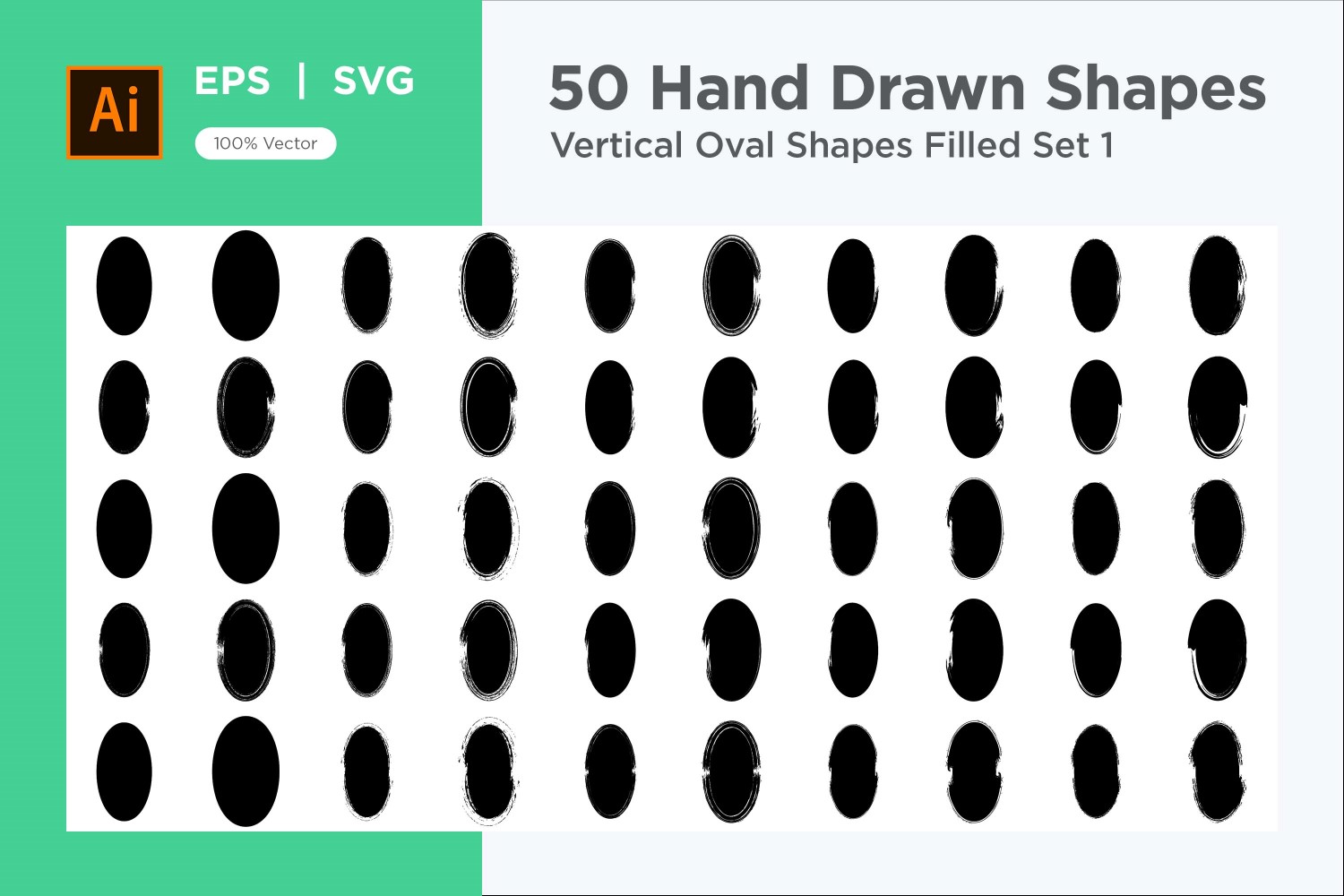 Vertical Oval Shape Filled 50_Set 1