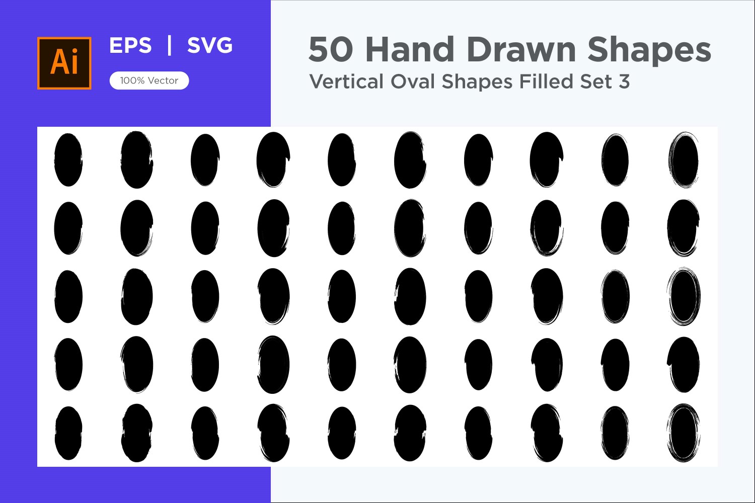 Vertical Oval Shape Filled 50_Set 3